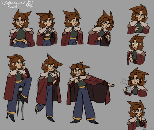 This character, Vidya sowl, has the main traits of being Grumpy, so I tried to keep the same Grumpy vibe but change the intensity of it with each change of expression. I primarily used the whole face (eyebrows,mouth and eyes) for the main expressions to sh