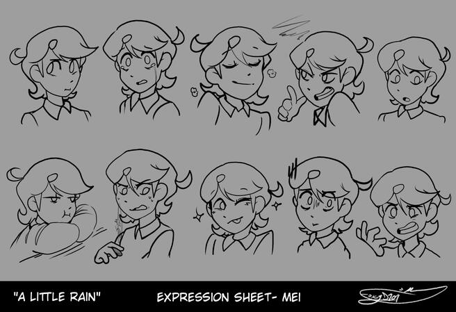 "A Little Rain"- Expression Sheet "Mei"