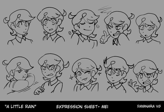 &quot;A Little Rain&quot;- Expression Sheet &quot;Mei&quot;