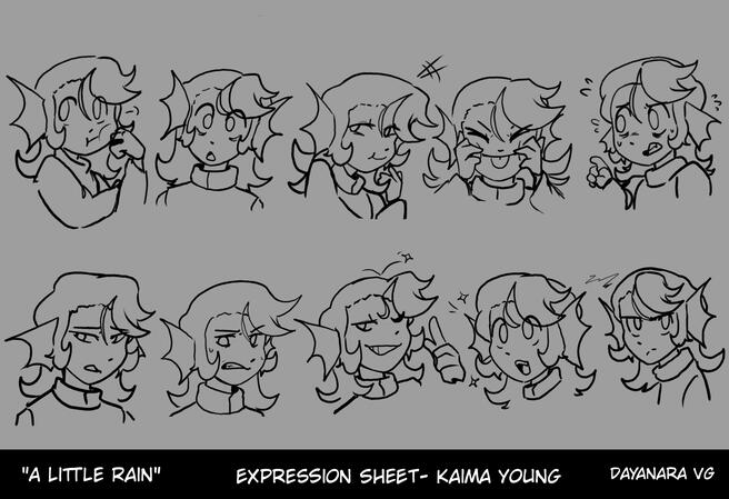 "A Little Rain"- Expression Sheet "Kaima Young"