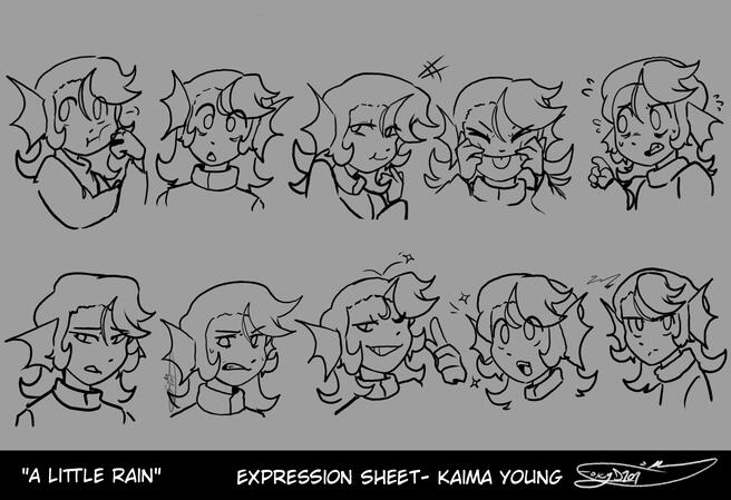 "A Little Rain"- Expression Sheet "Kaima Young"