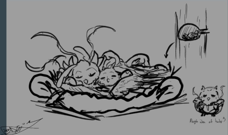 Creature: &quot;Mothettle&quot; younglings- Concept sketches